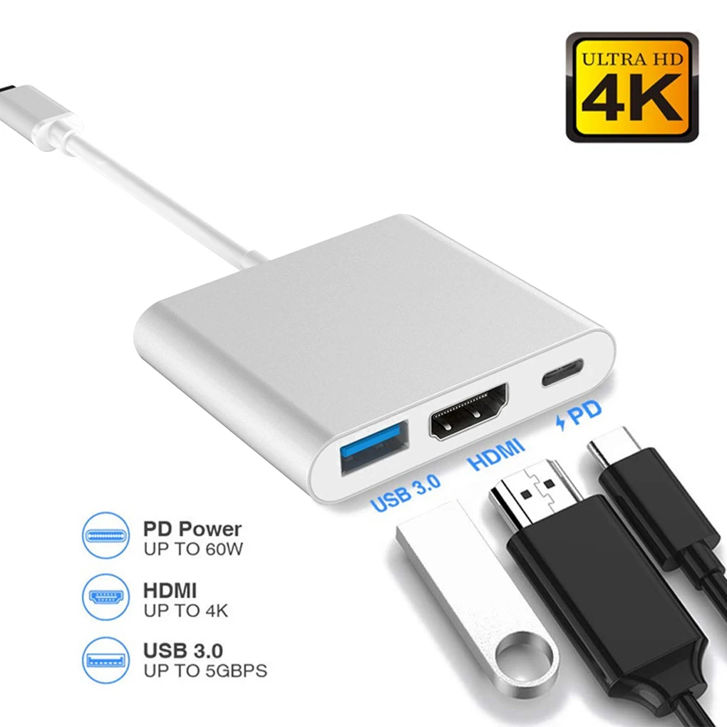 

USB C концентратор к HDMI-совместимость для Macbook Pro/Air Thunderbolt 3 Тип USB C концентратор HDMI-совместимость с USB 3,0 Порты и разъёмы USB-C Мощность