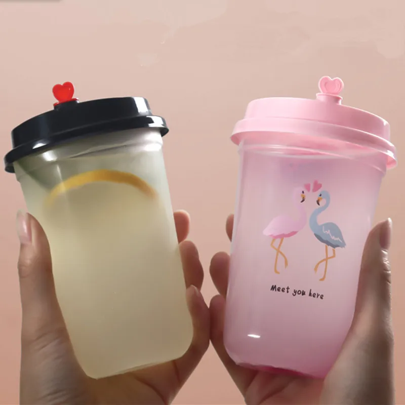 

50pcs 90mm caliber injection cup disposable transparent thickening net red U shape cup 500ml/700ml milk tea juice plastic cups