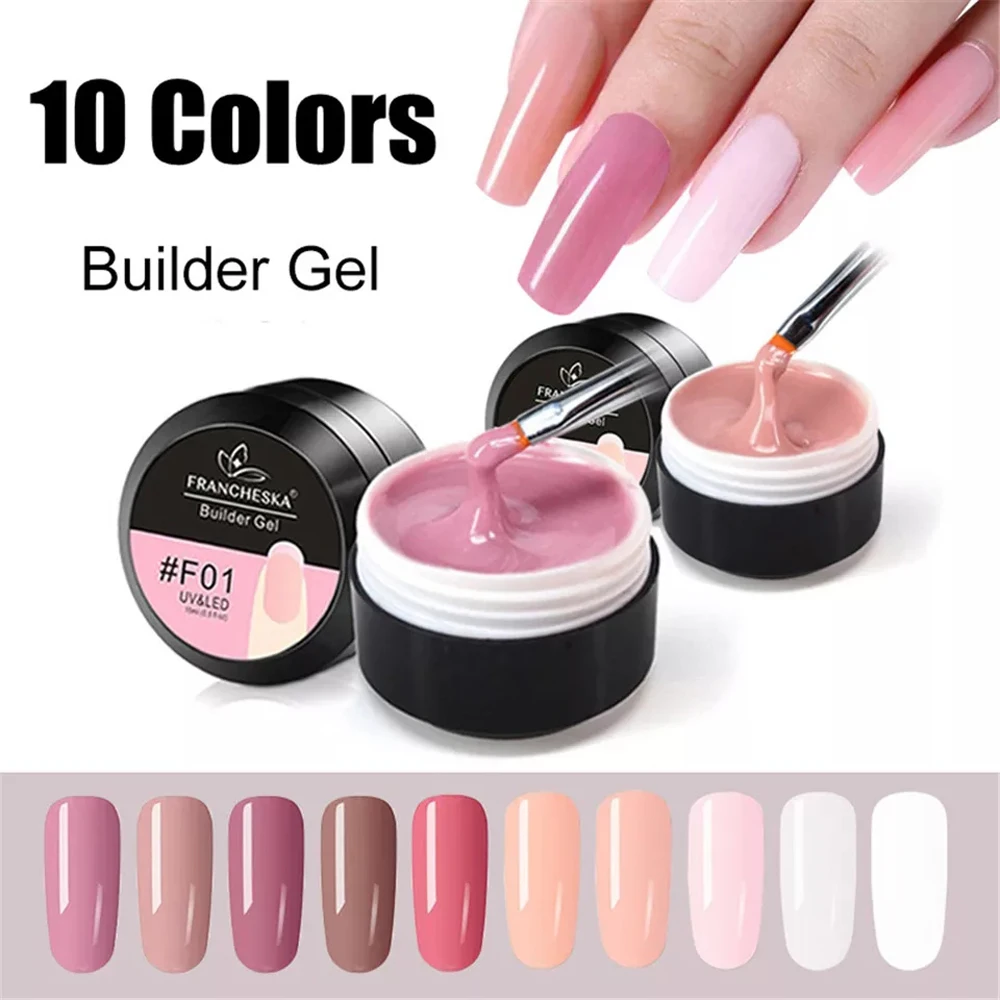10 Цвета прозрачный розовый Белый Nail Art Камуфляжный гель быстро УФ конструирующий