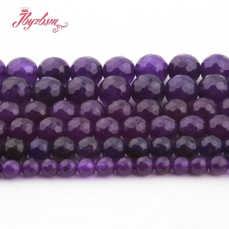 

6/8/10mm Purple Jades Round Bead Faceted Stone Beads Loose Spacer For DIY Necklace Bracelets Earring Jewelry Making Strand 15"