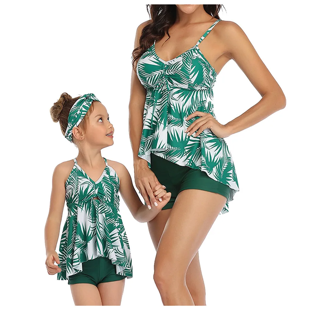 Женский купальник с принтом большие размеры купальные костюмы для мамы и дочки