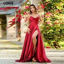 Lorie vestido de noite longo com decote em v, sexy, alças espaguete, divisão lateral alta, vestido de baile, estilo celebridade, vestido de festa, treino (3)