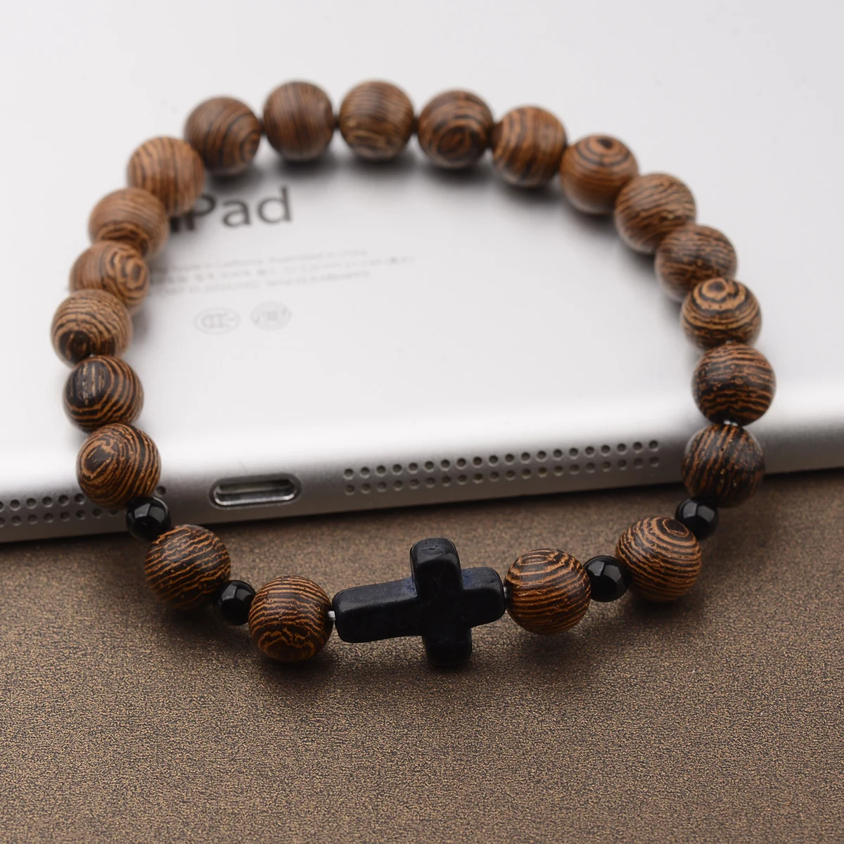 

Handmade Wood Bracelets For Men Jewelry Handmade Charms Armband Cross Dumbbells Buddha Bracelet Man's Accessories Couple Gift