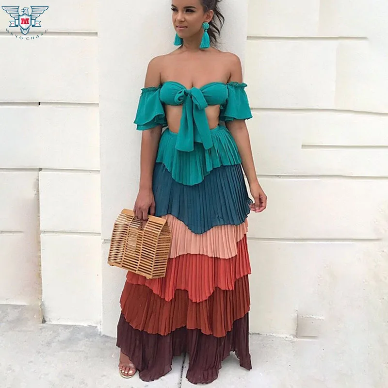 Женский комплект из двух предметов: укороченный топ и юбка коллекция 2020 года