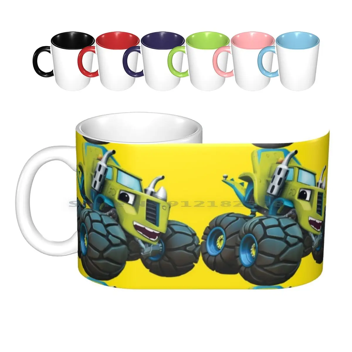 

Машина Blaze And The Monster-зеленые керамические кружки, кофейные чашки, Кружка для молока и чая, научная техника, техника, математика