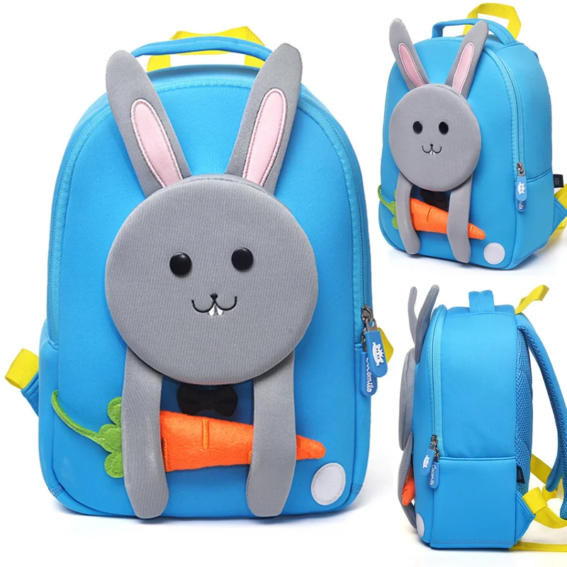 Милые школьные сумки с 3D кроликом для детей, милые школьные рюкзаки для девочек и мальчиков с изображением животных, водонепроницаемые детс...