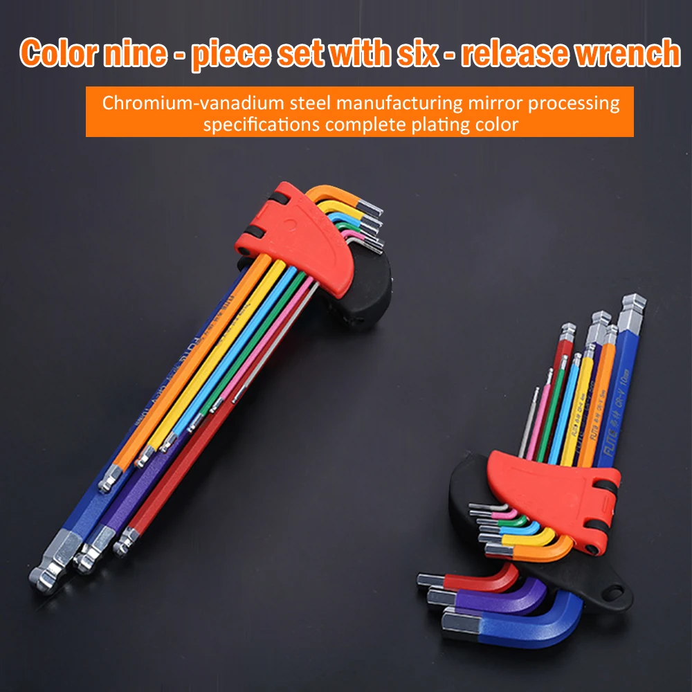 9 шт. цветной шаровой шестигранный ключ 1 5 мм 10 L набор ключей с длинным