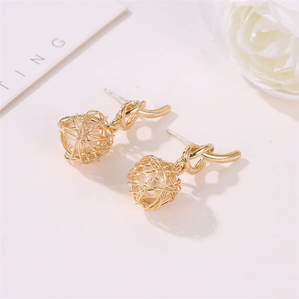 Модные серьги с жемчугом неправильной формы геометрические круглые креативные