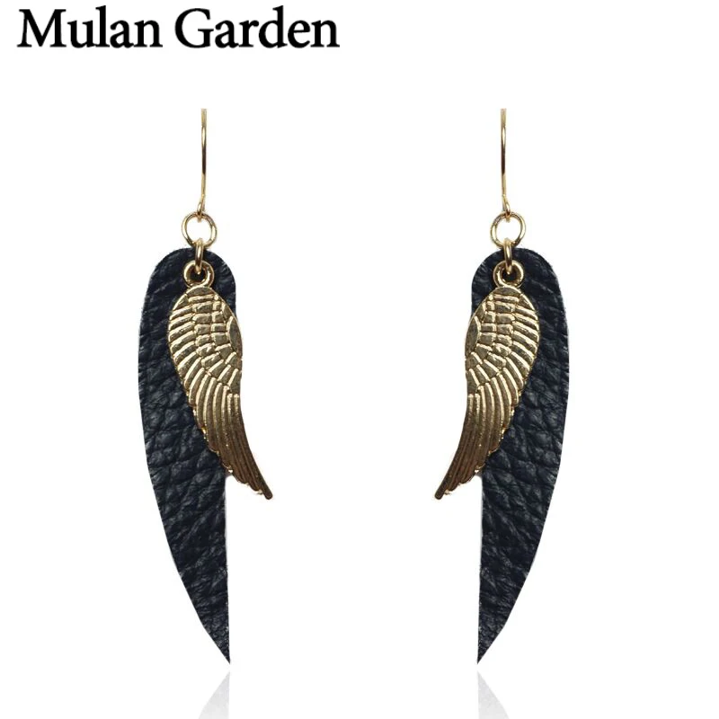 M & G модные серьги из натуральной кожи с крыльями ангела для женщин Эффектные