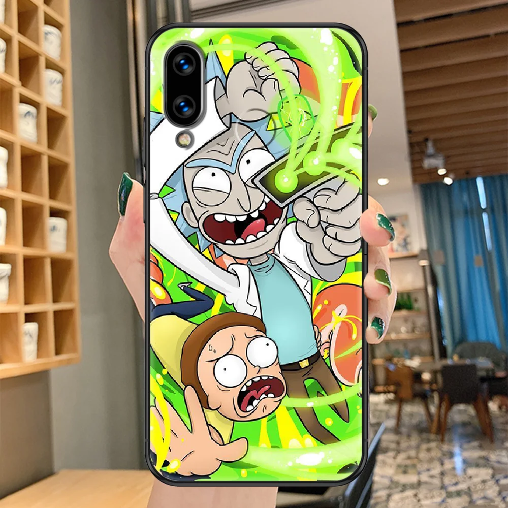

Rick Anime Morty Phone case For Huawei Honor 6 7 8 9 10 10i 20 A C X Lite Pro Play black fashion coque 3D back tpu shell trend