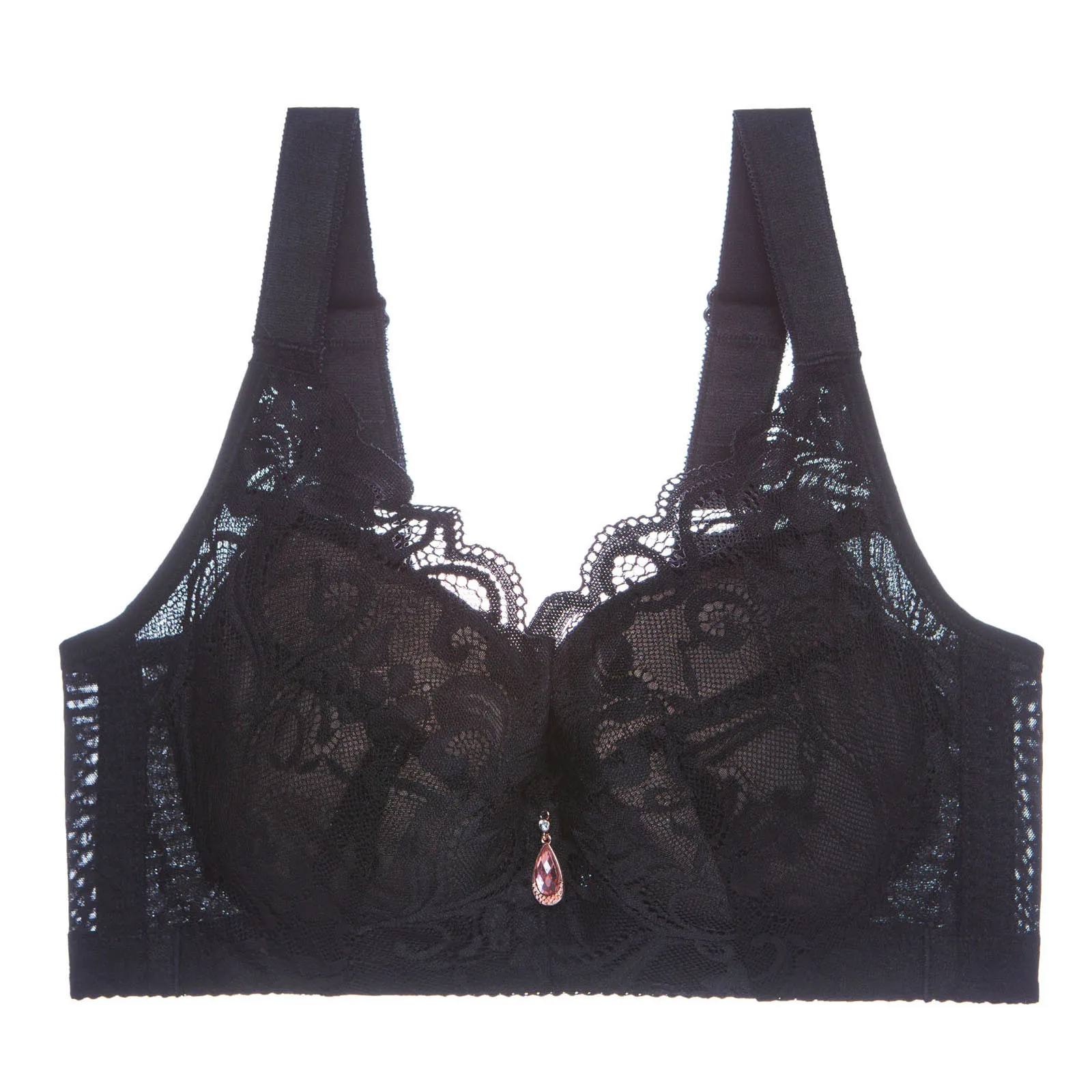 

Sexy Women Lady Lace Gathered Wire Free Lace Bra Full Cup Adjustable Pair Of Thin Breast Cup Underwear Everyday 2021 Brassiere