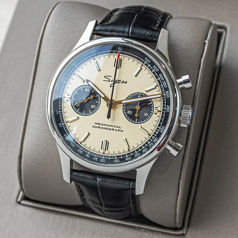 Кожа куртка пилота авиации механические Для мужчин 38 мм 40 панда сапфир часы ST19