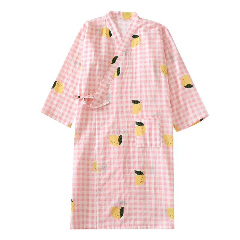 

Women's Cotton Kimono Night Robe Multi Styles Plus Size Women Nightwear Bathrobe Thin Style Home Clothes for Summer Kimono Robe