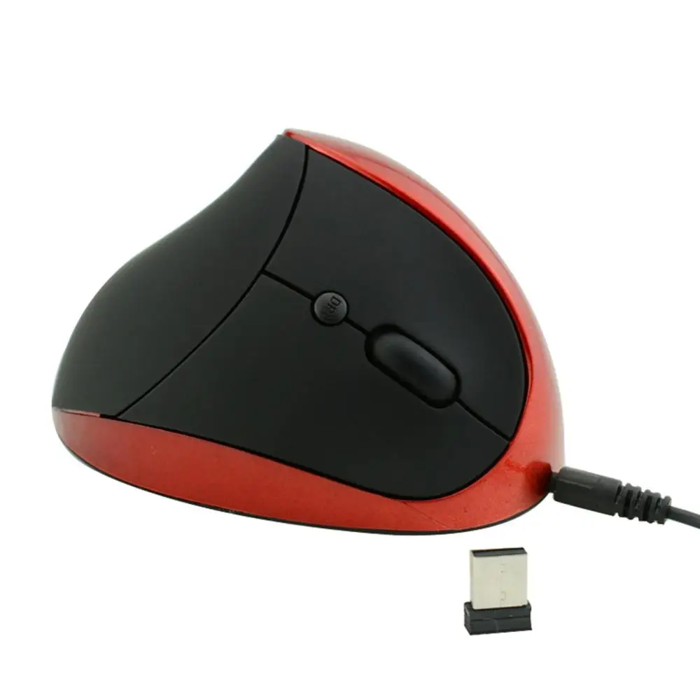 Red Wireless Mouse Эргономичная перезаряжаемая 2,4G Беспроводная/Проводная 6 клавиш оптическая Вертикальная мышь мыши Компьютерная мышь - Цвет: Red Wireless Mouse