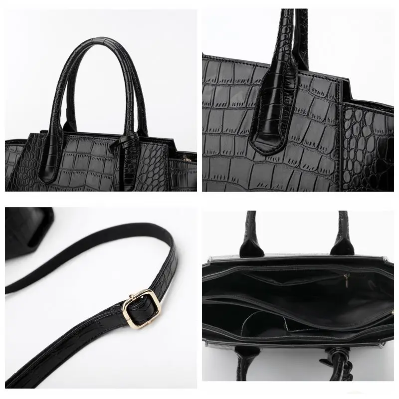 

Vintage Crocodile Pattern Women Handbag Casual Solid Color Shoulder Crossbody Bags for women Big Size Wings Tote Women's bag New