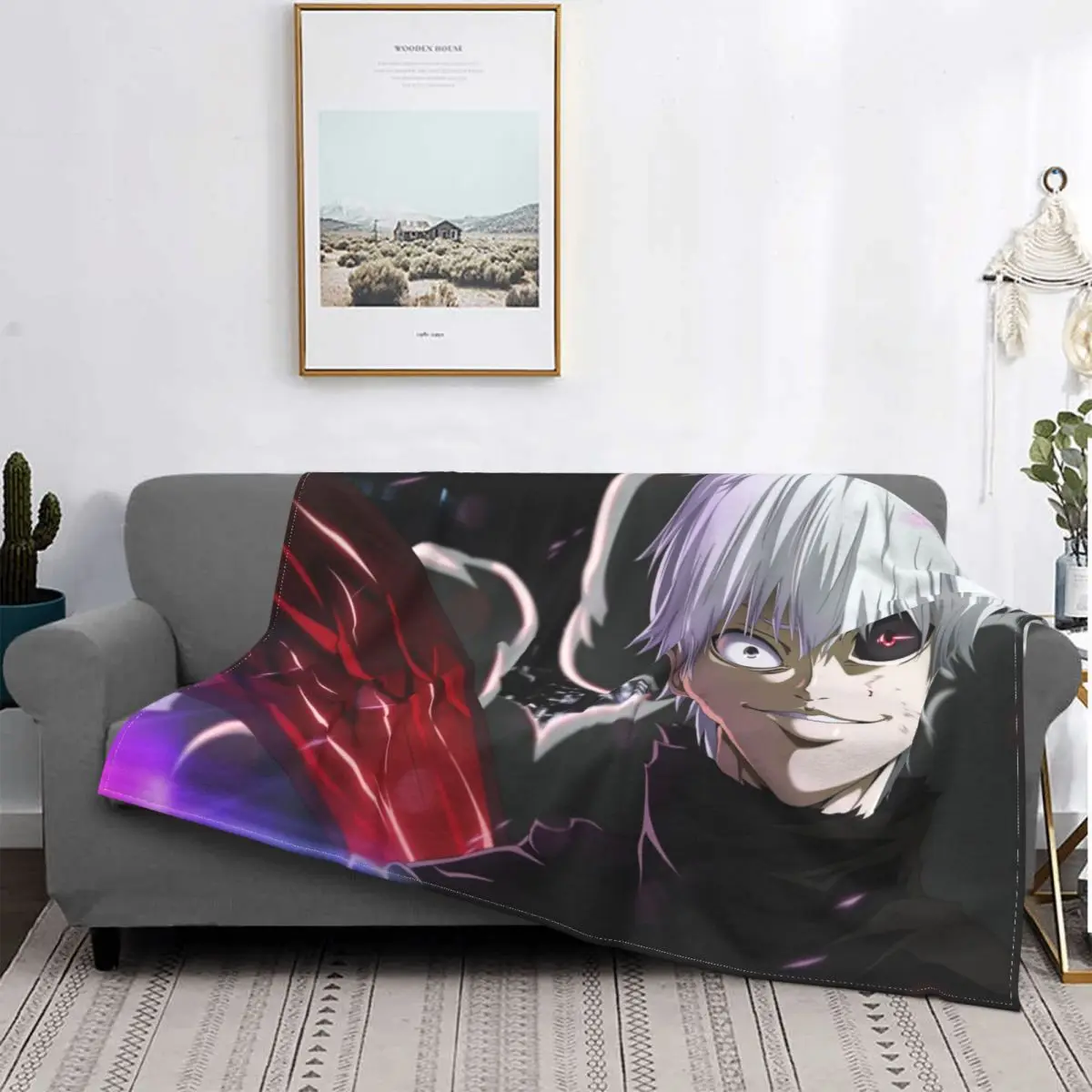 

Tokyo Ghou Blanket Fleece Autumn/Winter Manga Bloody Breathable Ultra-Soft Throw Blankets for Home Bedroom Bedding Throws