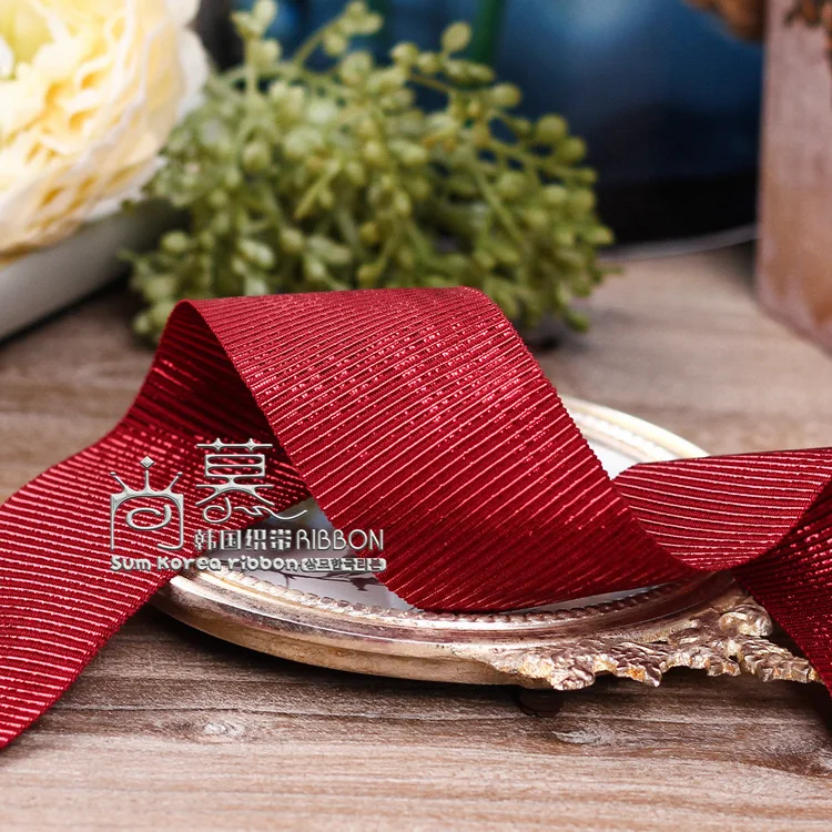 

5 yards Solid Color Bronzing Thread Grosgrain Ribbon Diy Hair Bowknot Gift Bouquet Packaging Material Clothing Accessories