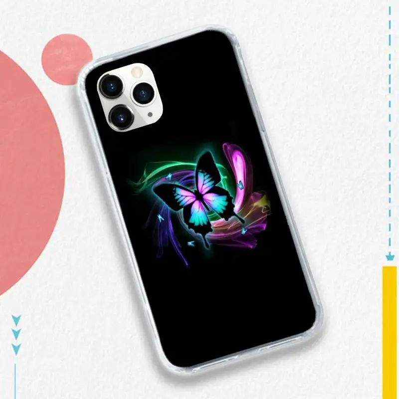 

Butterfly fluorescence painting Phone Case for iPhone 11 12 pro XS MAX 8 7 6 6S Plus X 5S SE 2020 XR