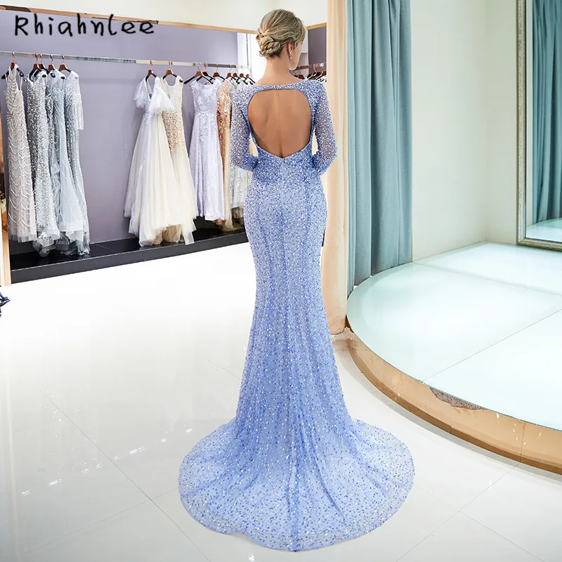 Роскошные вечерние платья с длинным рукавом сексуальные застежкой на спине 2019 |