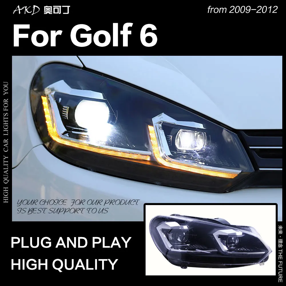 АКД Автомобиль Стайлинг фара для VW Golf 6 фары 2009-2012 Гольф 6 светодиодный фары Дневные ходовые огни лампы Hid Биксеноновые авто аксессуары