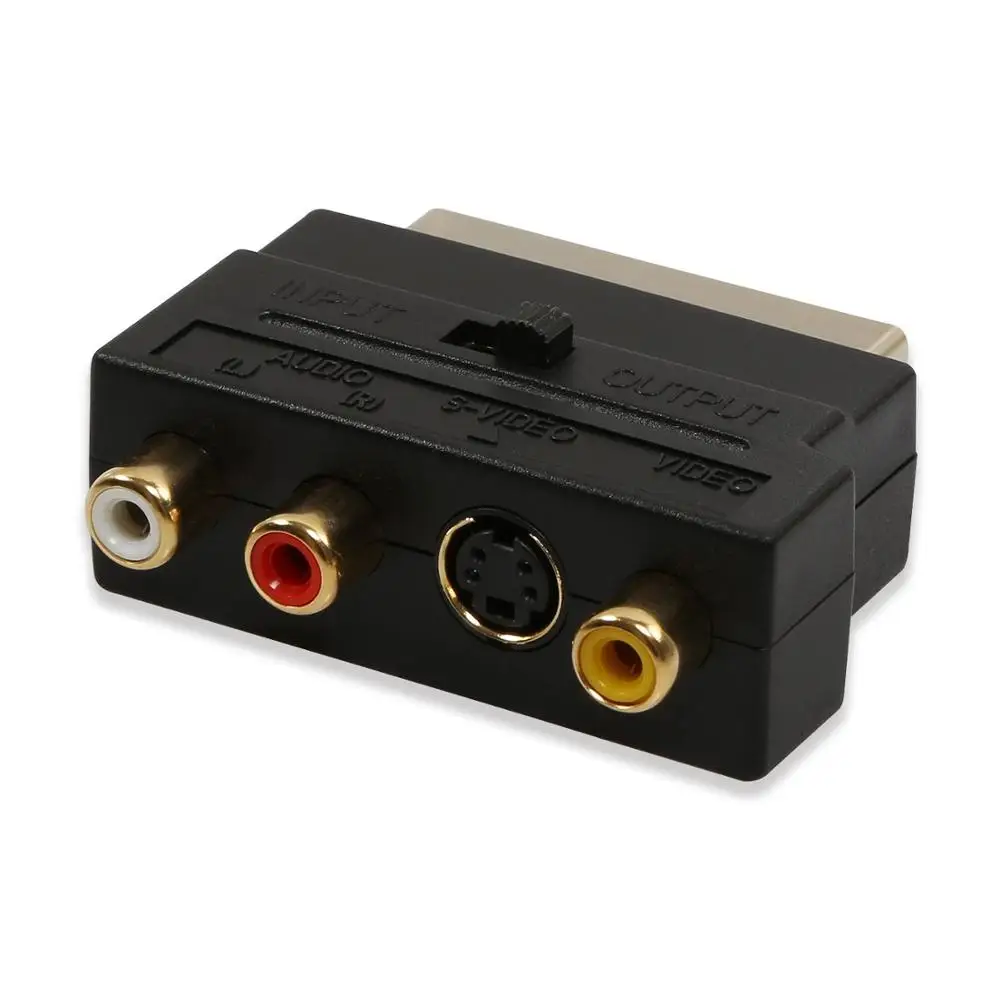Onvian 20 контактов Scart штекер на 3 RCA розетка AV tv аудио S-видео адаптер Разъем