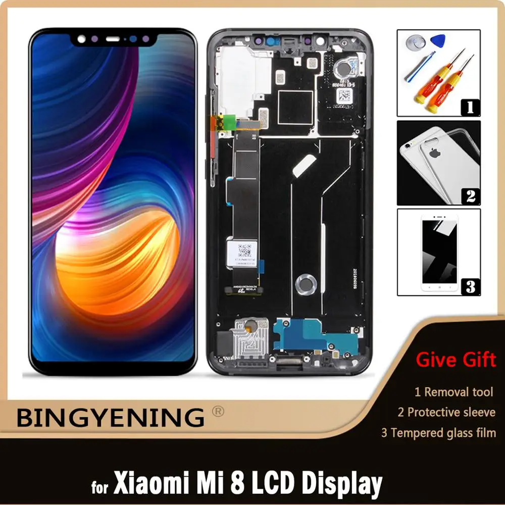 Для Xiaomi Mi 8 Mi8 ЖК-дисплей с сенсорным преобразователем в сборе для M1803E1A заменой
