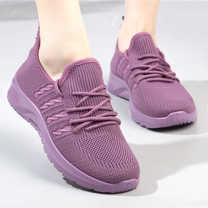 

Spring Autumn Women Sneakers Casual Shoes Fashion Breathable Walking Mesh Flat Shoes Women Lace Up Flat Sneakers Running Shoes