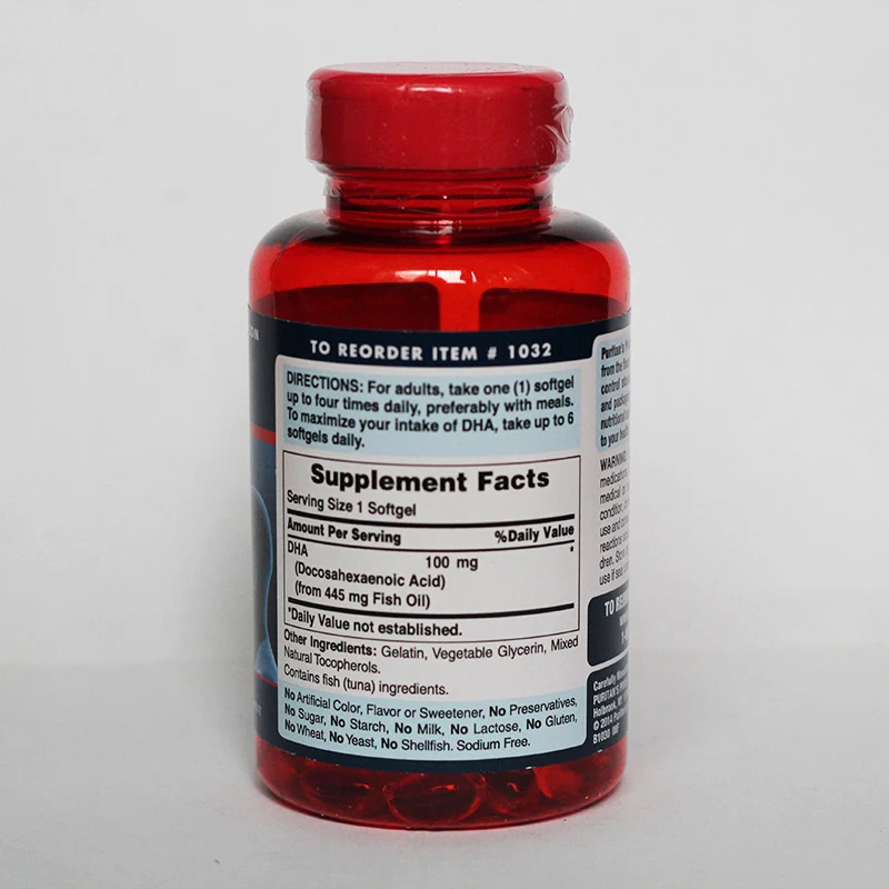 

Free Shipping DHA 100 Mg Purified To Eliminate Mercury 120 Pcs