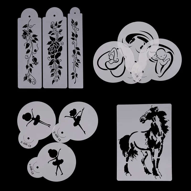 

1 шт./3 шт. торт трафаретная форма дерево Виноградная лоза листья Мама Любовь малыш мини танцующие девушки лошадь граница животных Кружевной ...