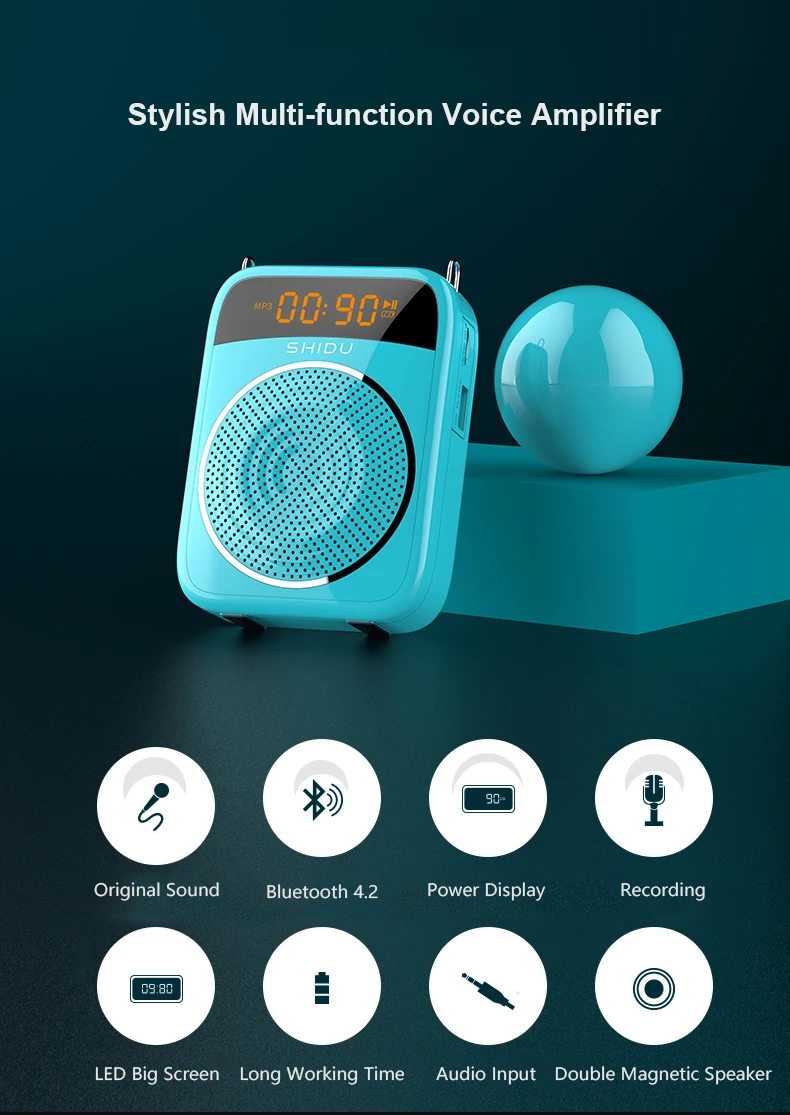 Высококачественный портативный речевой усилитель многофункциональный 15 Вт для