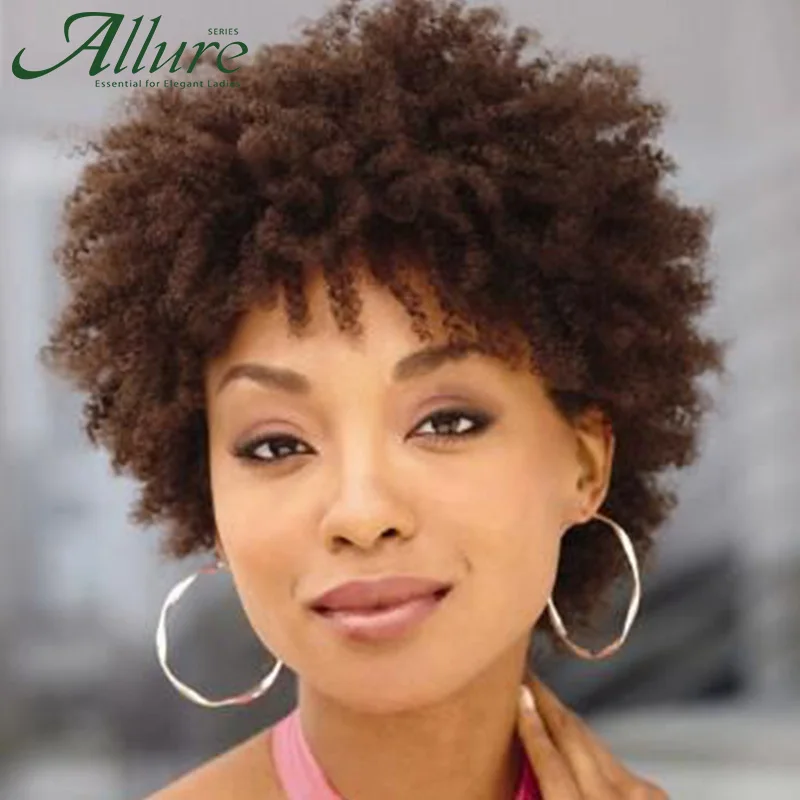 Афро курчавые вьющиеся парики человеческие волосы для черных женщин Remy перуанские волосы дешевые короткие вьющиеся человеческие волосы па... от AliExpress WW