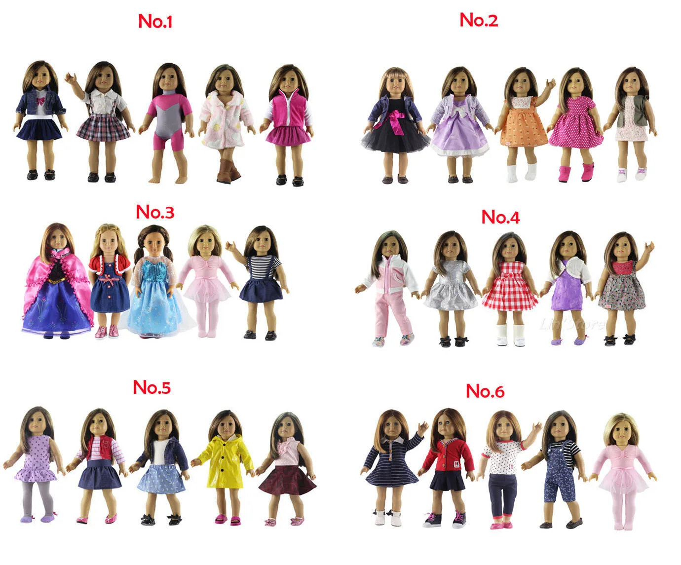 Хит продаж 5 комплектов Одежда для кукол новый стиль 18 дюймов американское платье