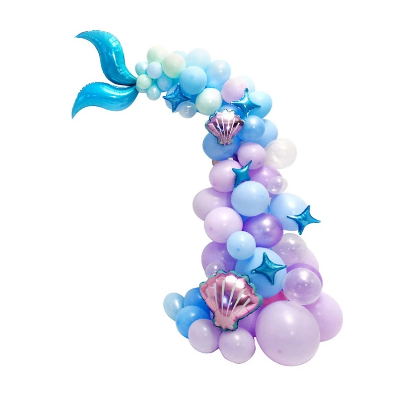 

93Pcs Mermaid Tail Balloon Garland Arch Kit Happy Birthday Party Wedding Decorations Under The Sea Backdrop Party Decor