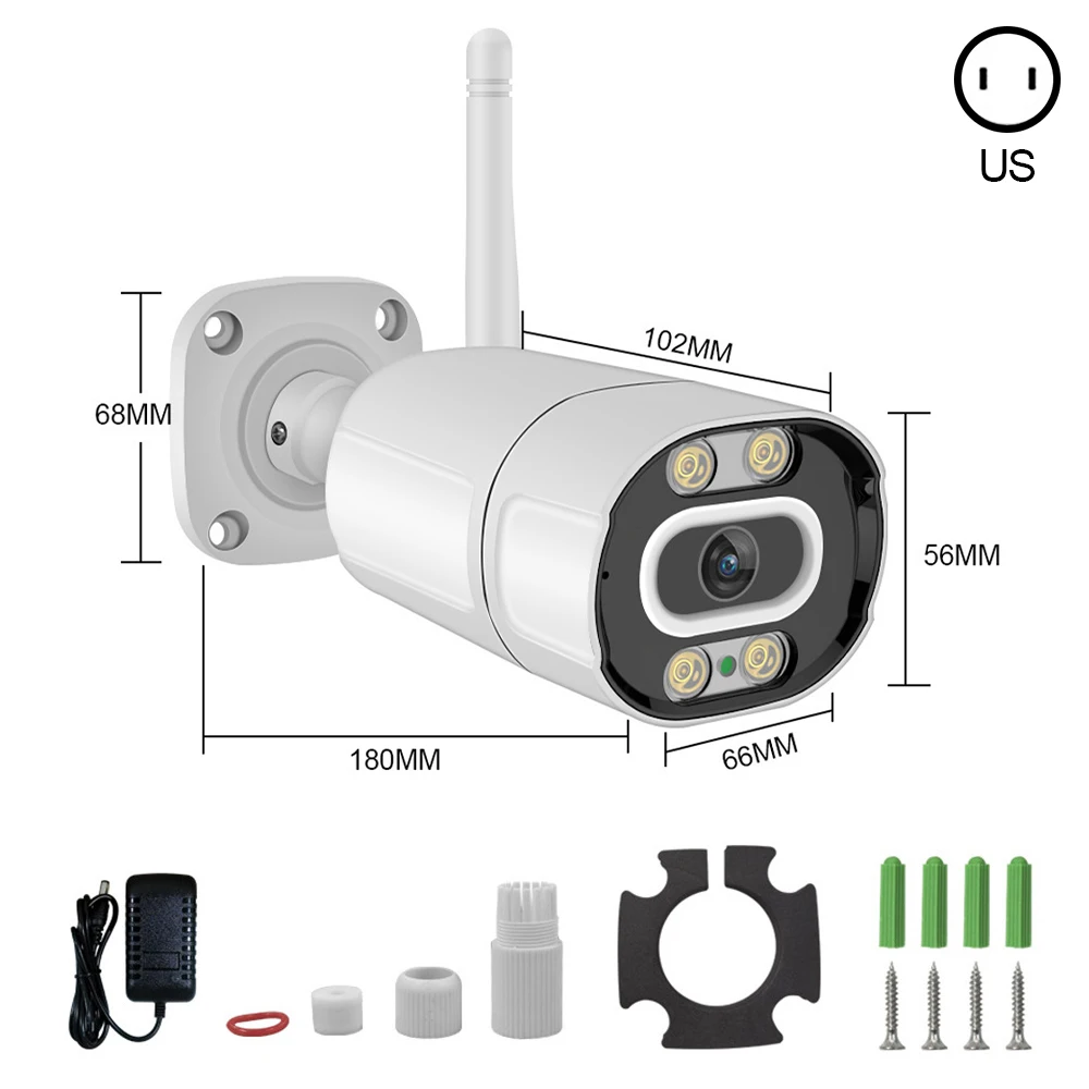 

1080P IP Camera Wifi Wireless 2MP Two Way Audio Video Night Vision Surveillance Camera Human Detection TF Card Record Outdoor