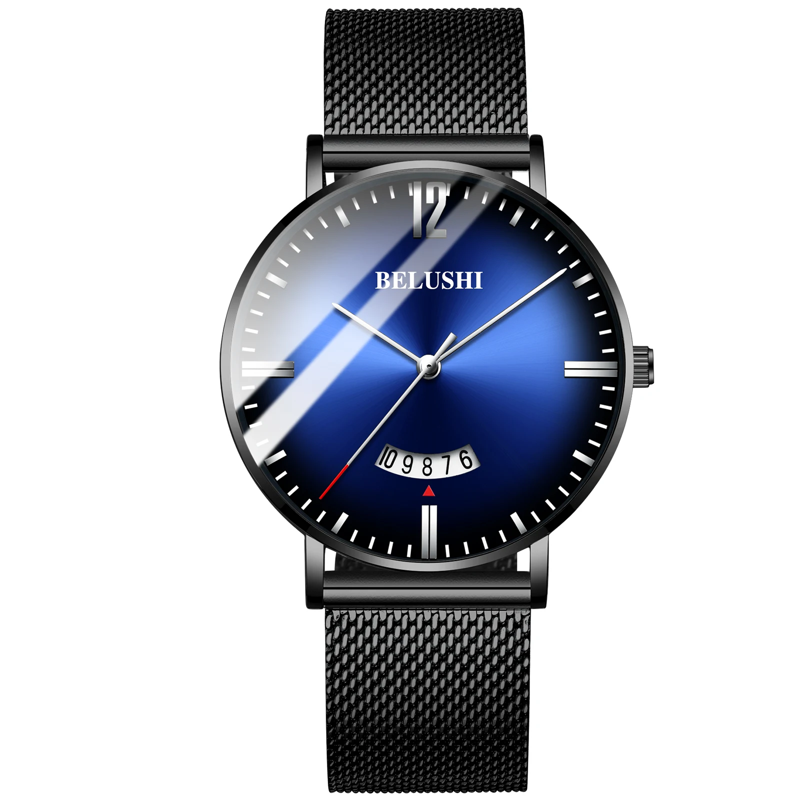 552 Mesh Black BS Jenises, мужские часы, Лидирующий бренд, роскошные, мужские кварцевые часы, спортивные, повседневные, наручные, тонкие, стальные, сетчатые, водонепроницаемые часы, мужские часы - Цвет: 552 Mesh Black BS