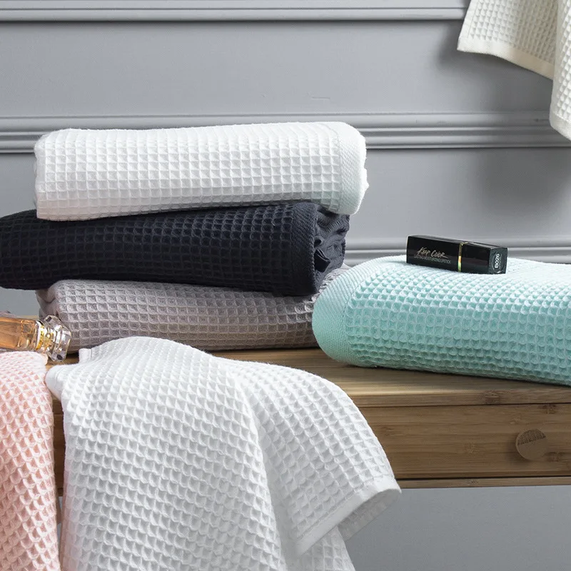 Хлопковое вафельное банное полотенце s для взрослых однотонное ухода за лицом