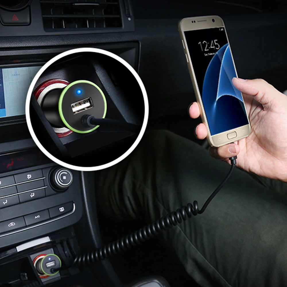 Универсальное автомобильное зарядное устройство с кабелем для iPhone X 8 Plus usb порт