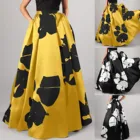 С принтом в виде большого цветка юбка Celmia Женская длинная, элегантная вечерние ная свободная Праздничная юбка-трапеция с завышенной талией, 2021
