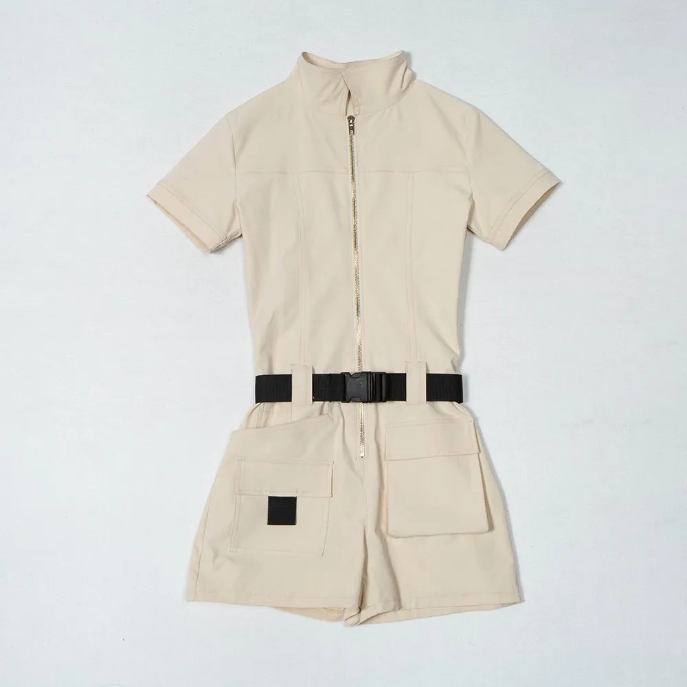 Women Lapel Off Shoulder Sashes Sexy Romper Fashion High Waist Zipper Casual Overalls Streetwear Short Lapel Jumpsuit