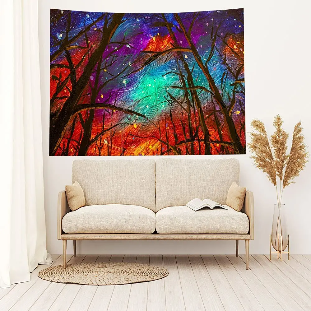 

Trippy Forest Tapestry Aesthetic Tie Dye Galaxy Sky Landscape Tapestries Hippie for Bedroom Living Room Dorm Backdrop Home Decor