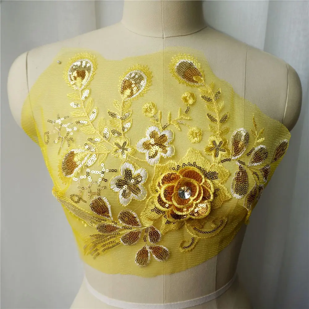 Вышитый кружевной воротник для платья с блестками и перьями | Дом сад