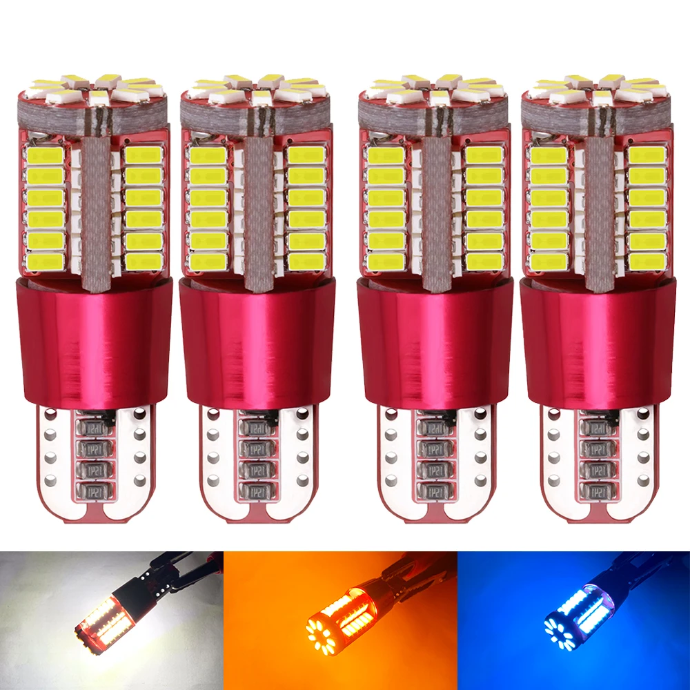 

4X High Bright Canbus No Error T10 Car Bulb W5W 194 LED Car Lights Side Marker Lamp for 12V DC Trunk Light Shine Red White Amber