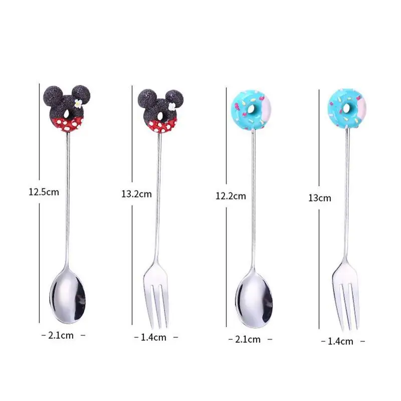 

Steel Coffee Spoon Fork Resin Cartoon Donut Head Stirring Teaspoon Scoop Tableware Milk Dinnerware Dessert Kitchen D2K8
