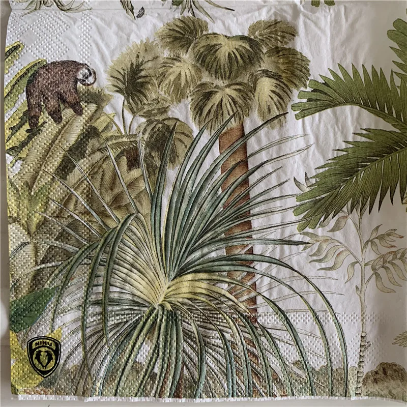 Бумажная салфетка для дебайжа элегантная ткань Винтажный Зеленый тропический