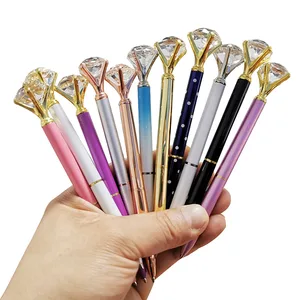 1 шт.лот большая шариковая ручка с кристаллами и бриллиантами, студенческие канцелярские принадлежности, офисные деловые подарки, металлическая ручка, Заказная доставка