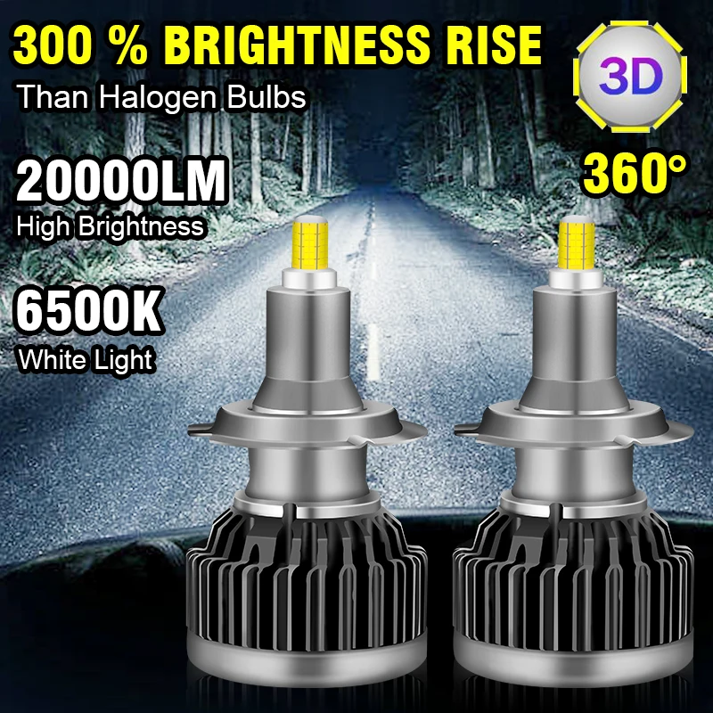 H11 LED H7 светодиодный 20000LM H1 H8 HB3 9005 HB4 9006 светодиодные лампы для автомобильных фар
