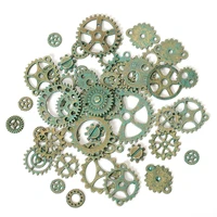50g 100g mixed antique green steampunk cogs gears charms diy pendant charms jewelry making vintage bracelets craft metal