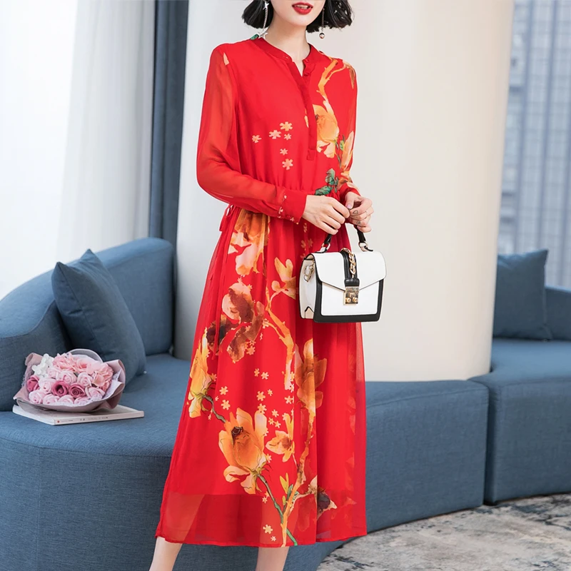 Женское длинное шелковое вечернее платье элегантное пляжное с цветочным принтом