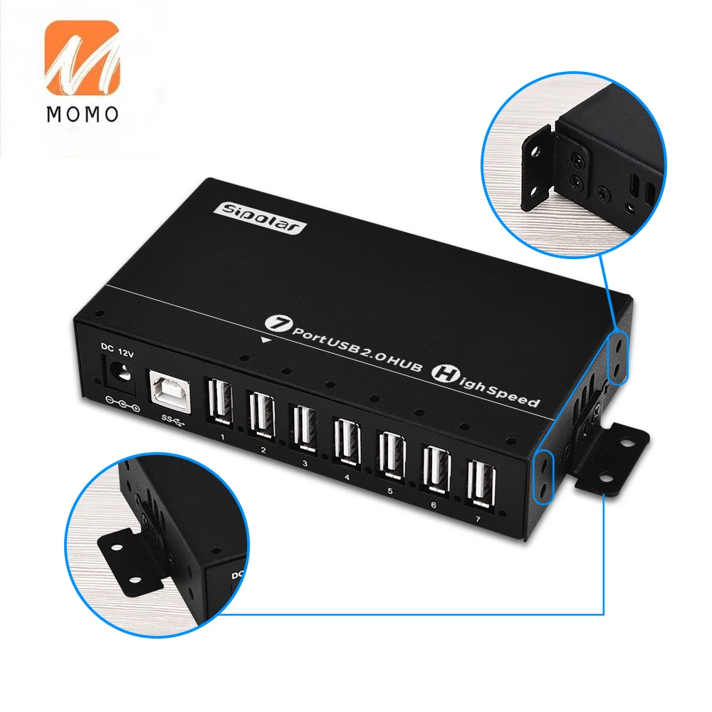 7 Ports USB Hub BC1.2 1A Charging Port High Speed 60W Power for Mobile Phone
