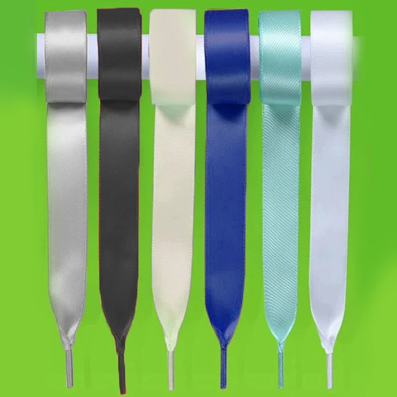 1 Pair 80/100/120/140/160cm Silk Shoelace Double-sided Flat Silk Ribbon Satin Lace Casual Sneaker Sport Shoelaces Women Men Kids